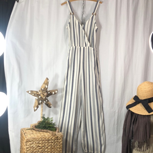 Urban Rebel Pants - Urban Rebel Striped boho vibes wide leg jumpsuit romper size M